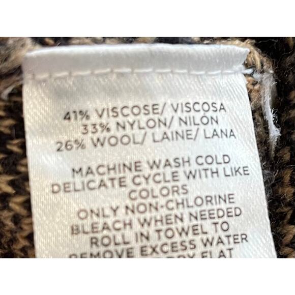 LOFT Black Tan Wool Blend Cheetah/Animal Print Long Sleeve Crew Neck Sweater, S - Picture 7 of 10